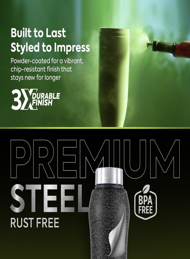 PEXPO Bistro ISI Certified Stainless Steel Fridge/Sports Water Bottle 1 Litre, Black, Pack of 2 | Single Walled | Easy Grip | Leakproof Water Bottle for Home, Office, Gym, School, Yoga, Trekking - Image 3